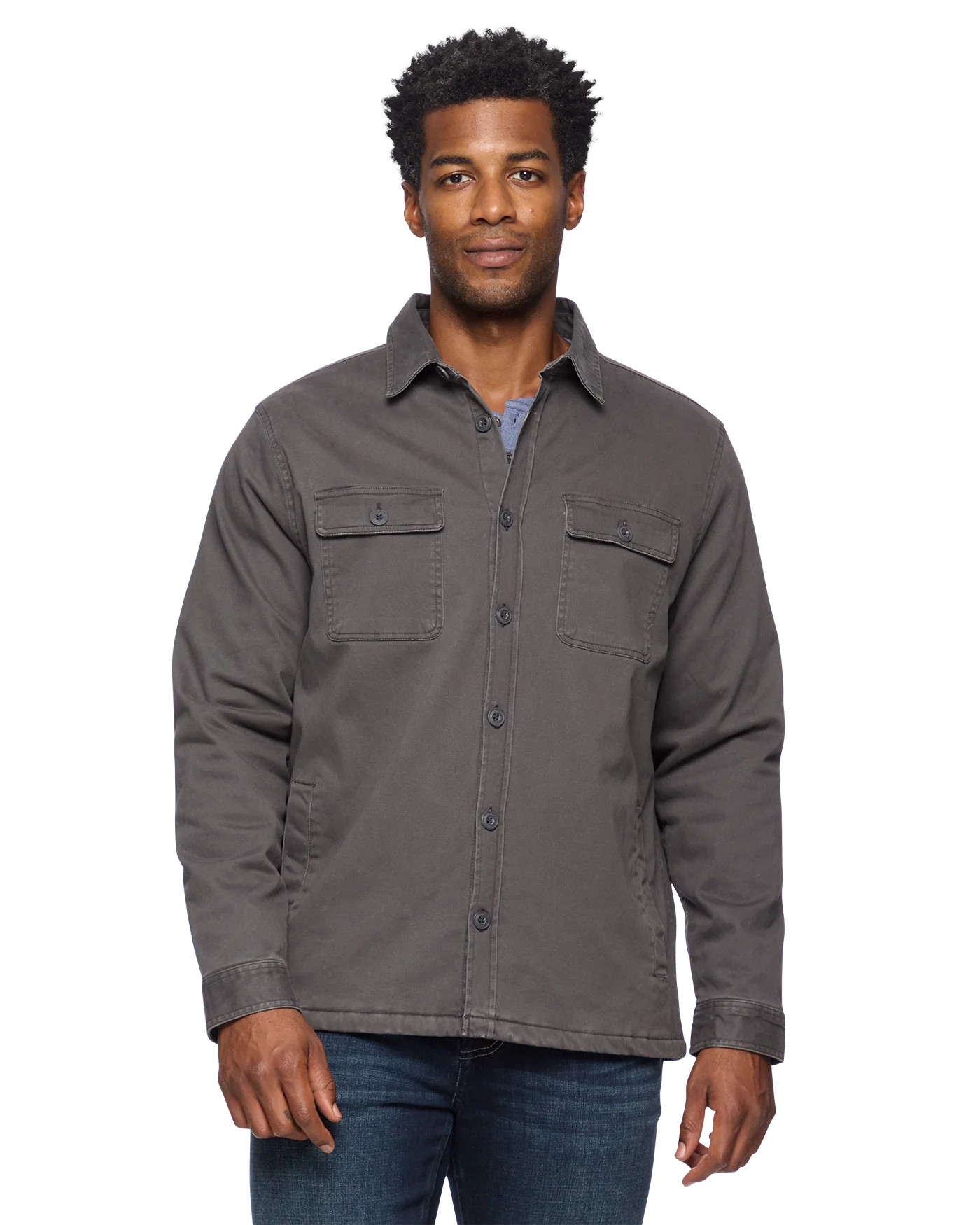 DUNN STRETCH FLANNEL LINED JACKET Front buttoned