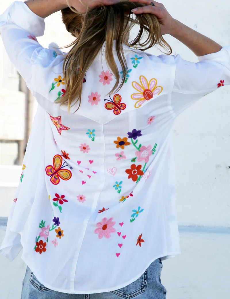 Kelly Sketchbook Star Butterfly & Floral Embroidery - white back