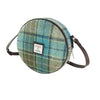 Scottish Harris Tweed Round Shoulder Bag - - Turquoise Tartan