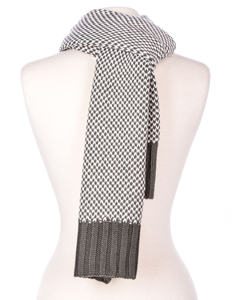 Winter Scarf - Manhattan - Dark Grey & White