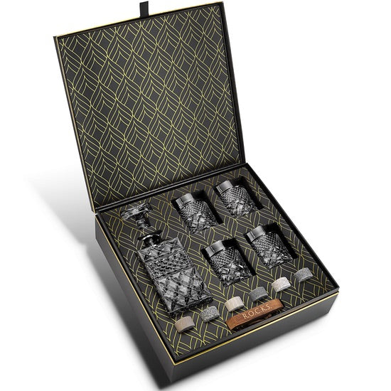 Whiskey Decanter With Glasses & Chilling Stones Gift Set box 2