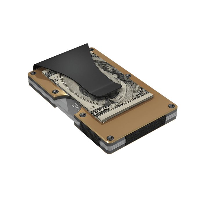 The Minimalist Grid Wallet - Gold Aluminum back