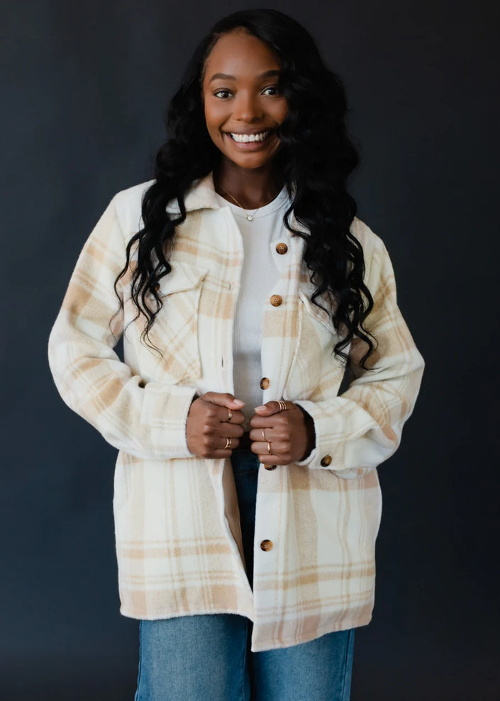 Plaid Jacket tan & cream