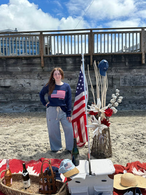 Americana Flag Oregon Coast Sweater navy