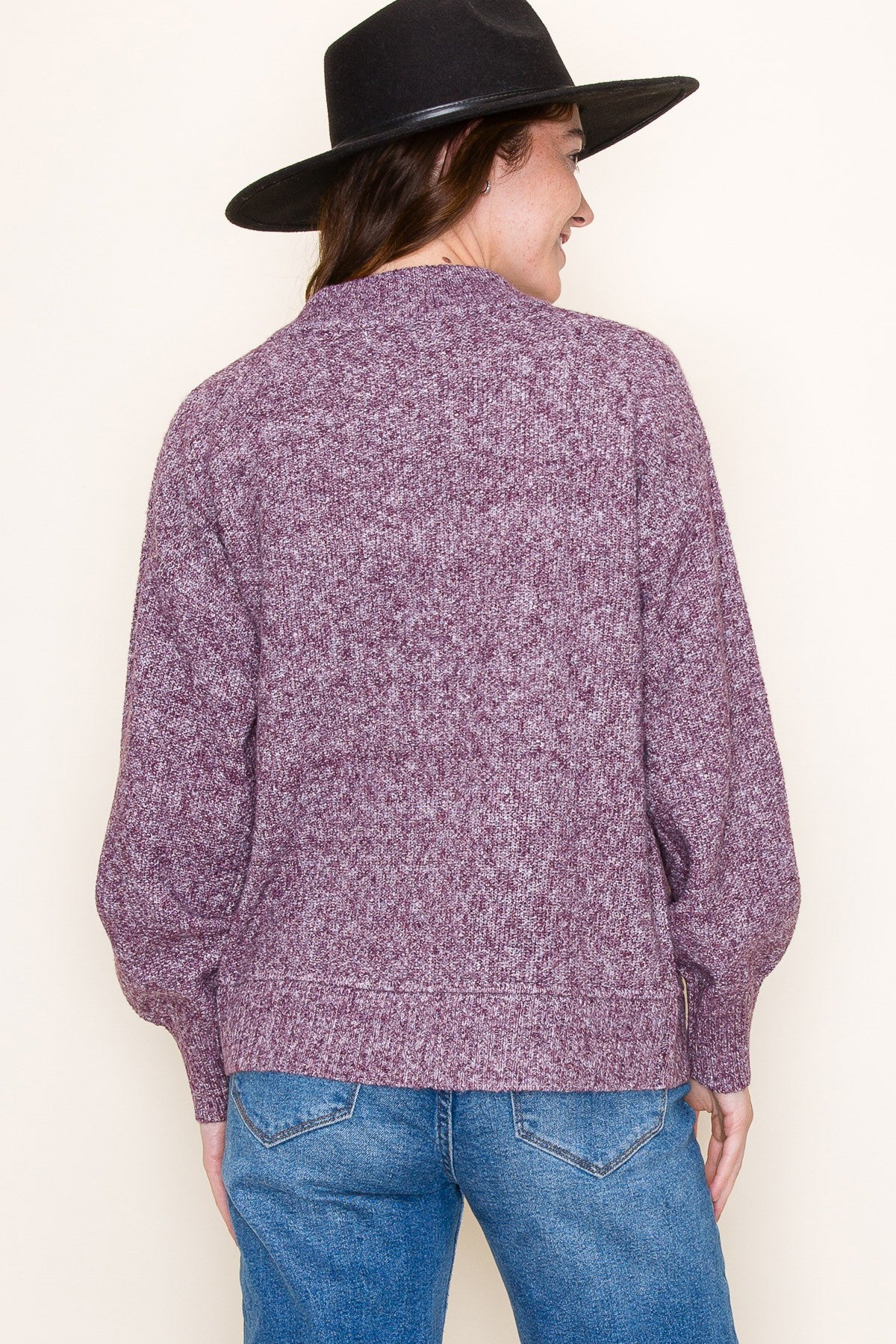 Kim Textured Chest Pocket Sweater cardigan | Two Tone Purple back