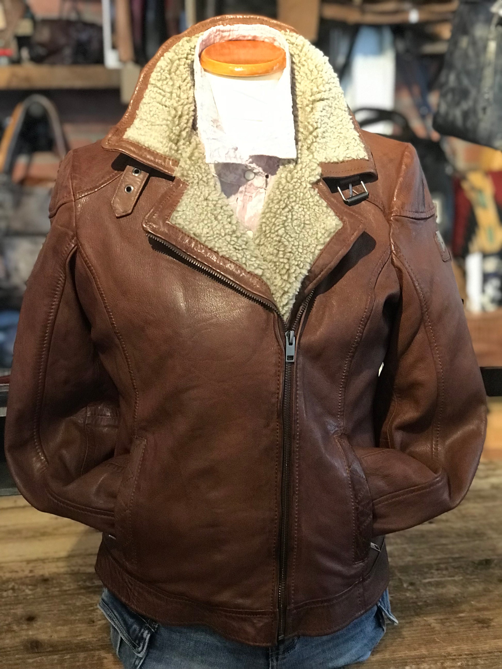 Jenja CF Leather Jacket | Dark Cognac