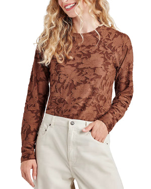 CECELIA FLORAL LS TEE Woodgrain 