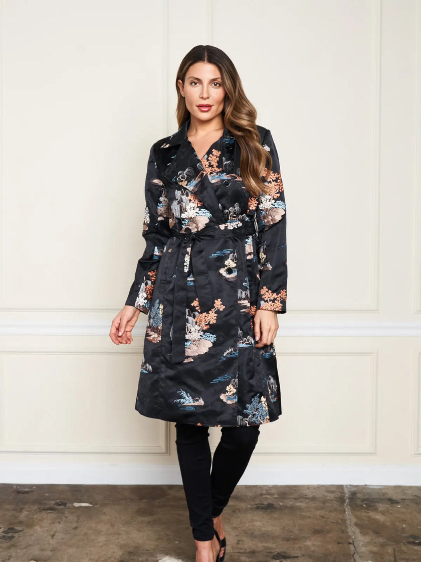 EMB'D JACQUARD TRENCH COAT