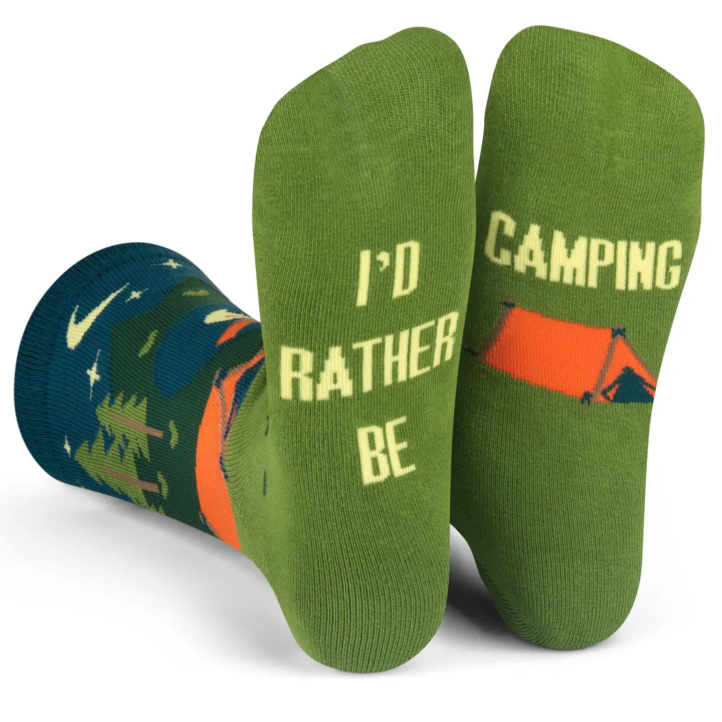 Fun Saying Socks I'd rather be camping feet