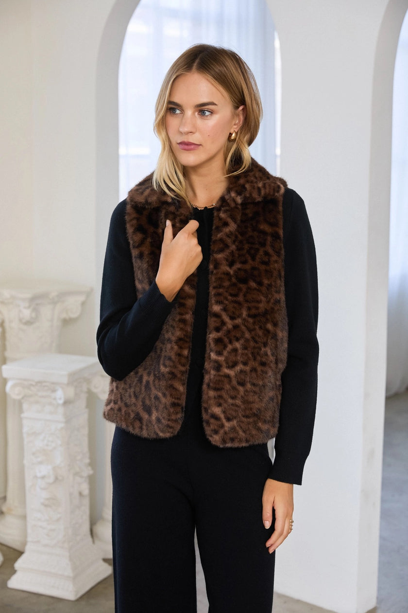 LEOPARD FAUX FUR VEST