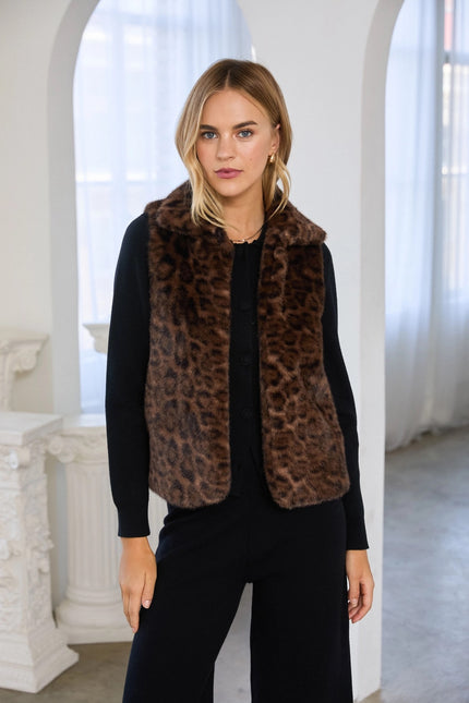 LEOPARD FAUX FUR VEST