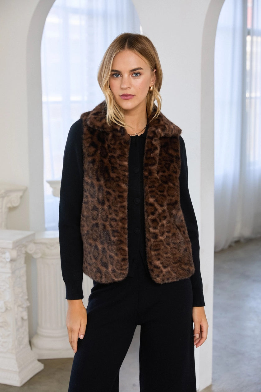 LEOPARD FAUX FUR VEST
