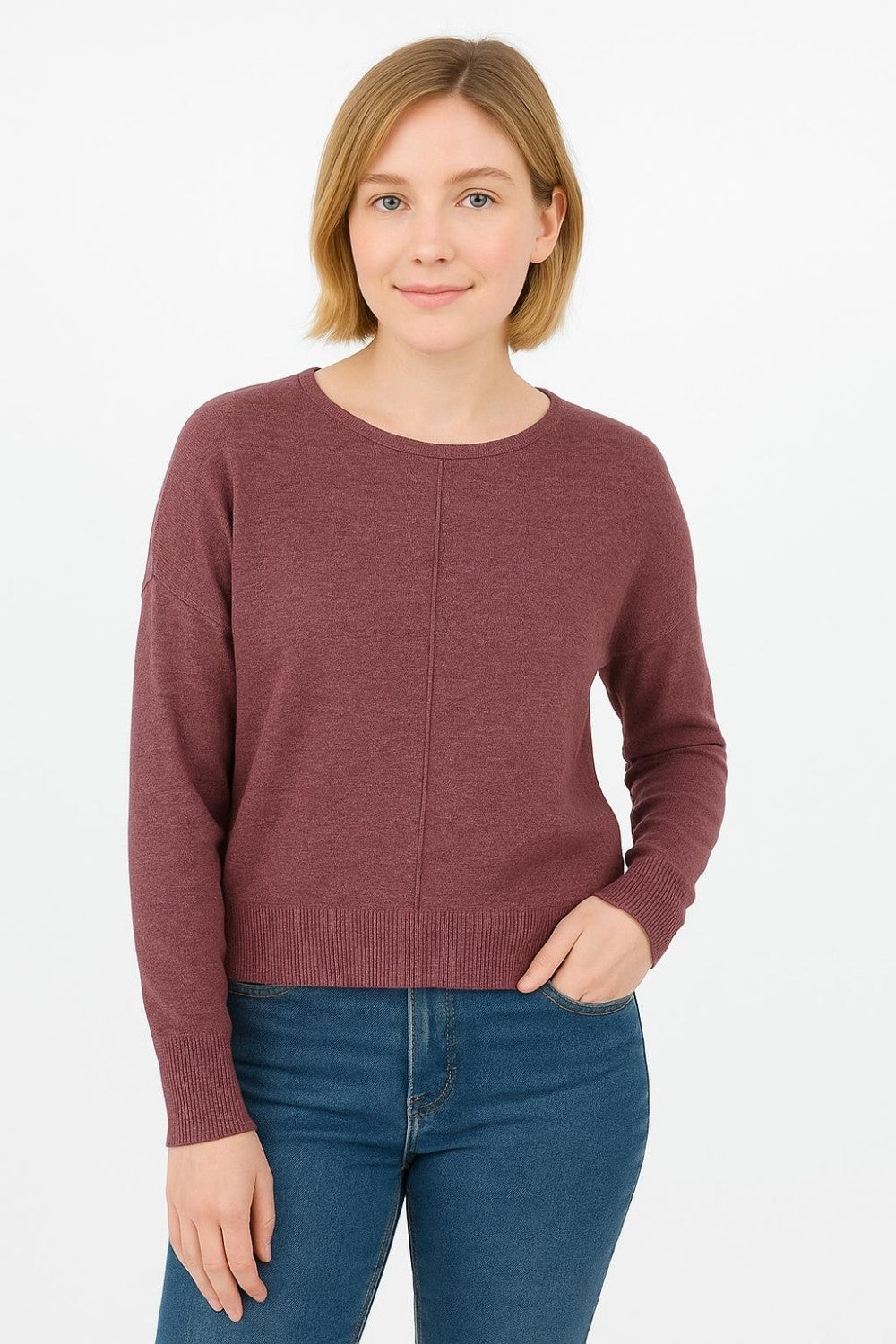 Natalie Round Neck Front Seam Sweater