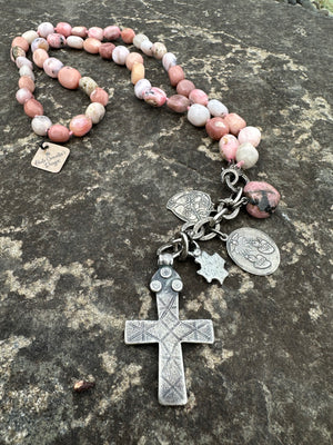 Paula Carvahlo Pink Opal & Diamonds Charm Necklace