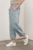 Lily Cargo Button Pants denim stripe profile