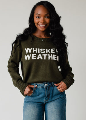 Whiskey Weather Sweater olive front