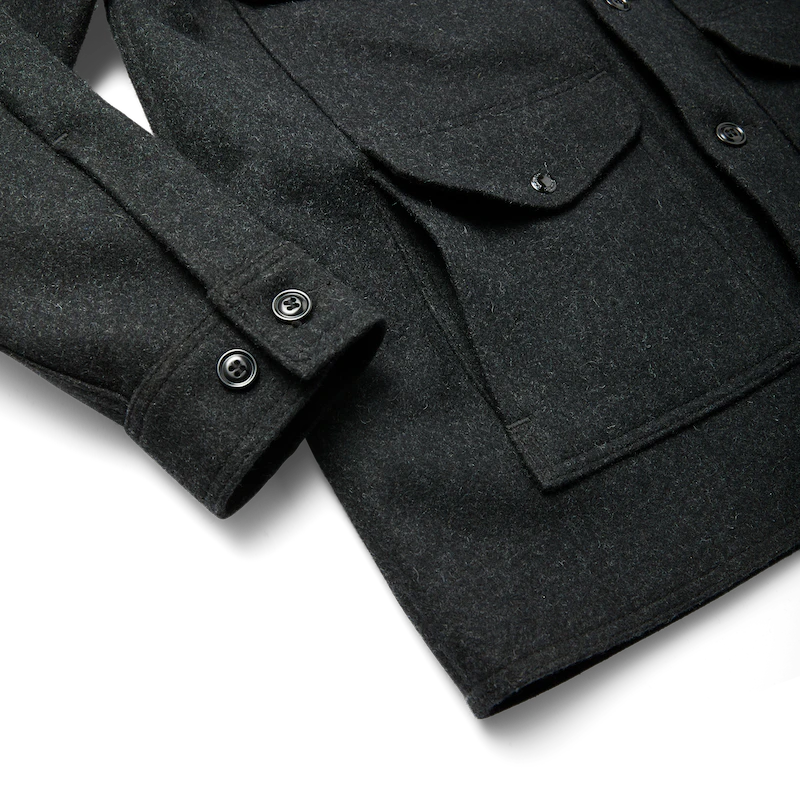 Filson Mackinaw Wool Cruiser Jacket - Charcoal sleeve detail