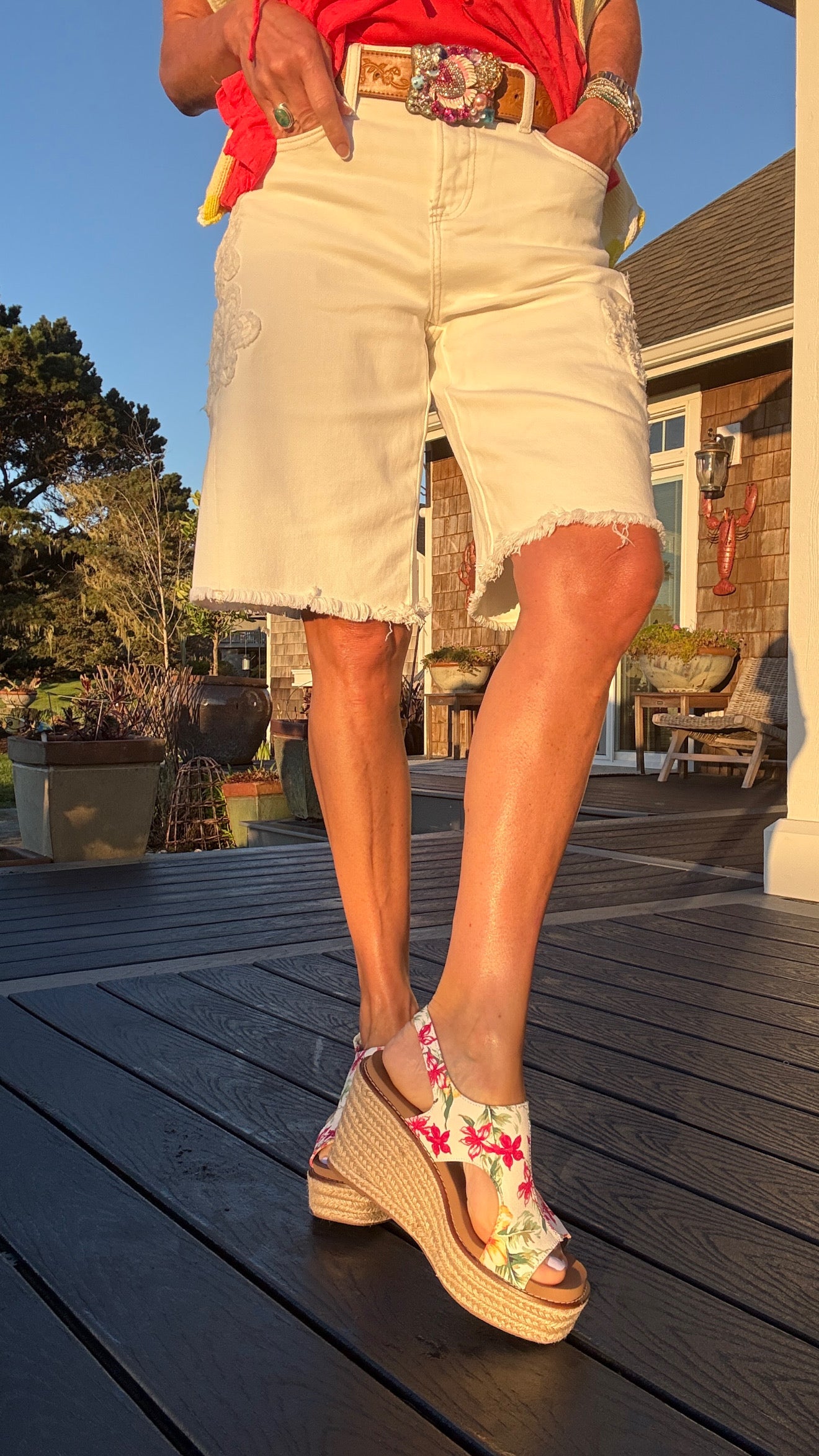 Carley wedge - White Floral front