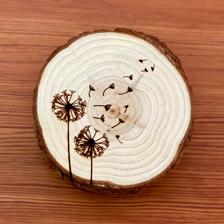 Engraved Wood Coasters | Dandelion