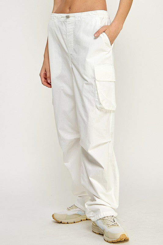 Monica Multi Pocket Parachute Pants | White profile