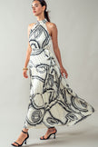 Deloris All Over Printed Halter Neck Tiered Maxi