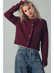 Cozy Button-Up Sweater Cardigan W Side Slits