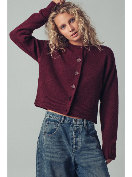 Cozy Button-Up Sweater Cardigan W Side Slits