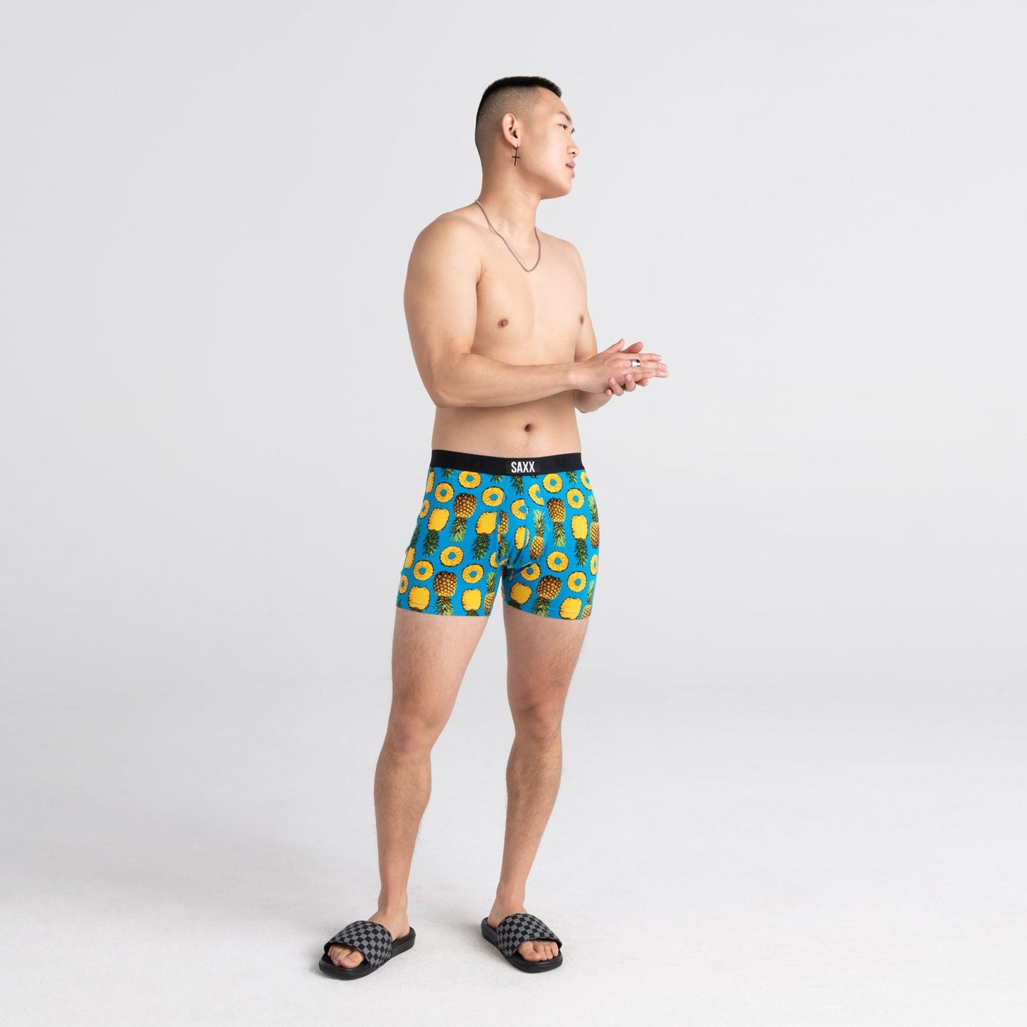 Saxx Ultra Boxer Brief Fly - Polka Pineapple - Blue
