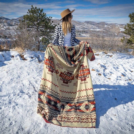 Andean Alpaca Wool Blanket - Wildfire reverse