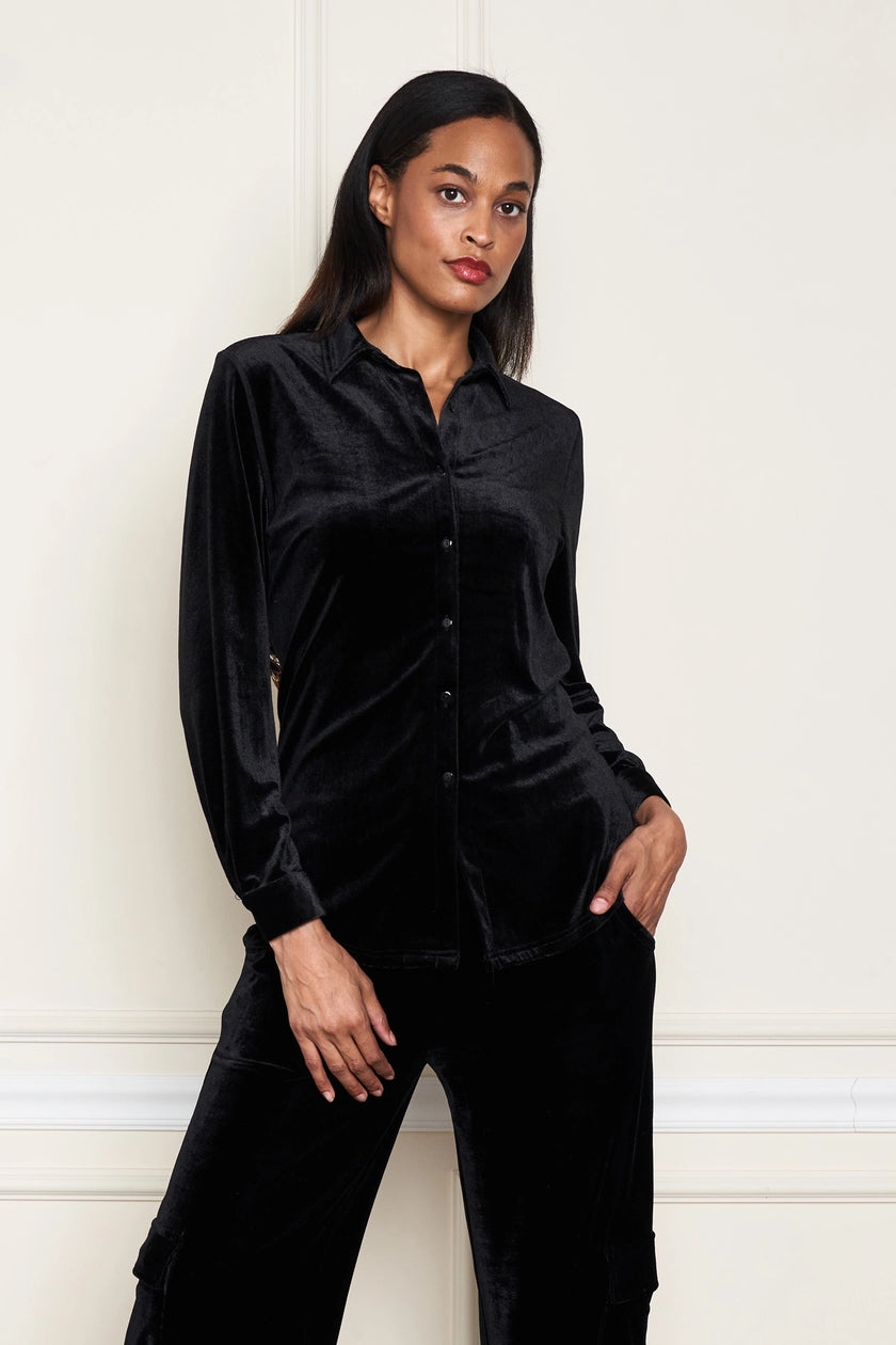 VELVET SHIRT W VELVET CUTWORK BACK