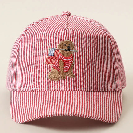 Dog Sitting  Seersucker Trucker Hat red