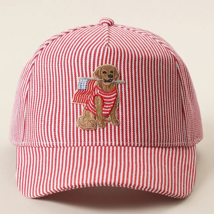 Dog Sitting  Seersucker Trucker Hat Red
