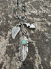 Paula Carvahlo Turquoise Feather Charm Necklace closeup details