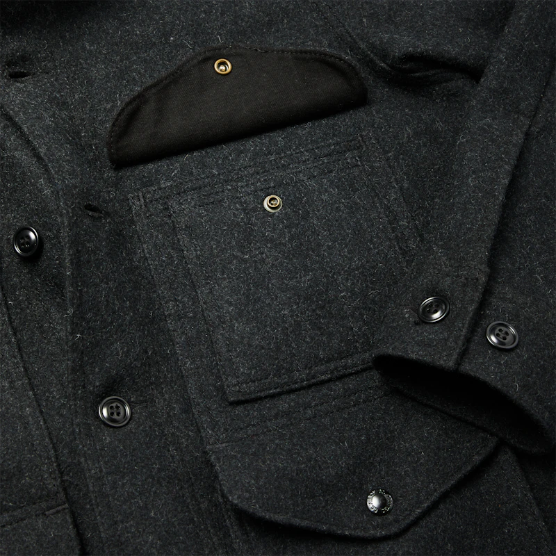 Filson Mackinaw Wool Cruiser Jacket - Charcoal detail pocket