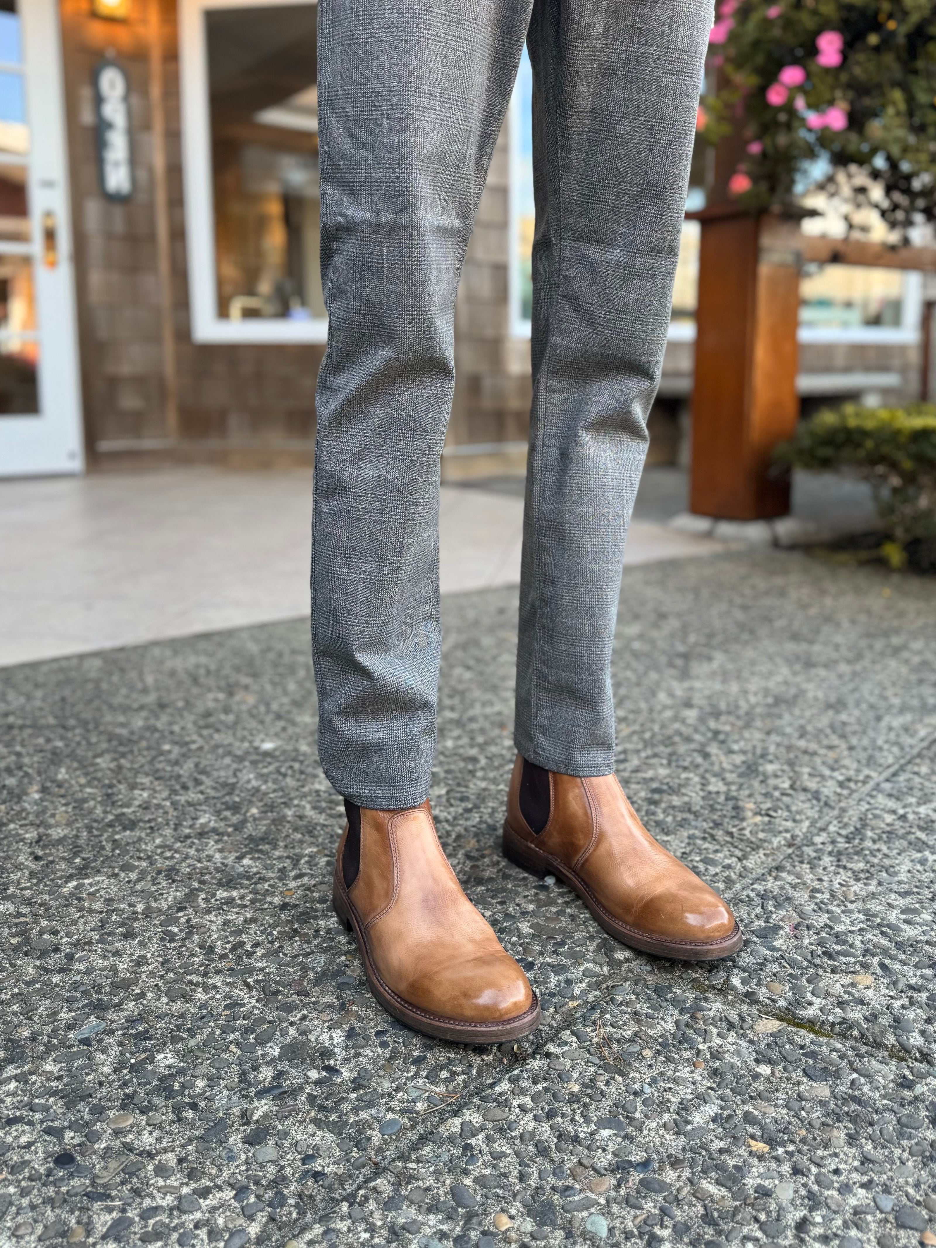 Mavi Denim Jake Men's Slim Leg | Light Grey Plaid first model closeup