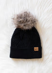 Black Decorative Knit Pom Hat