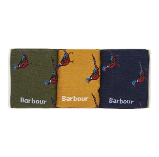 Barbour Pheasant Socks Gift Box Forest Mist | One Size