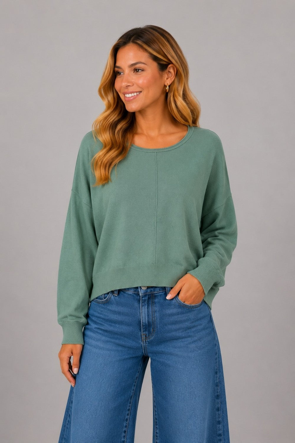 Natalie Round Neck Front Seam Sweater