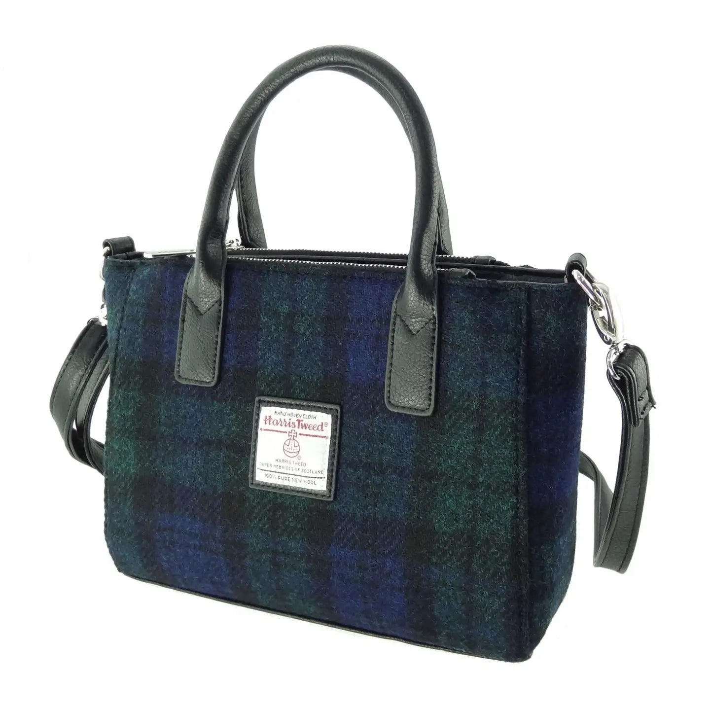 Harris Tweed Small Tote Bag - - Black Watch Tartan