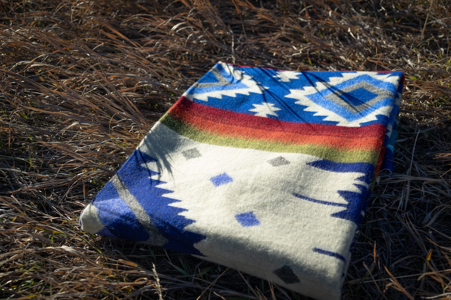 Andean Alpaca Wool Blanket | Ocean Breeze - Light blue / dark 3