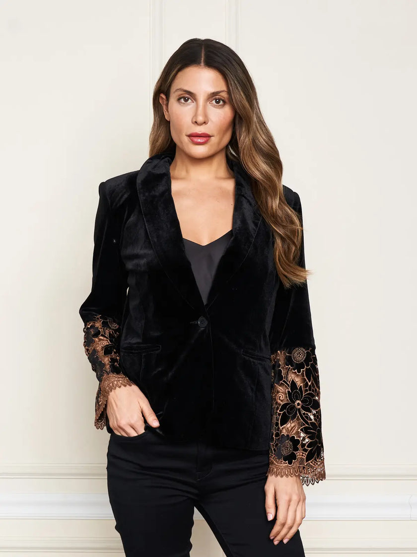 VELVET BLAZER with VELVET CUTWORK