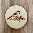 Engraved Wood Coasters | Chickadee detail