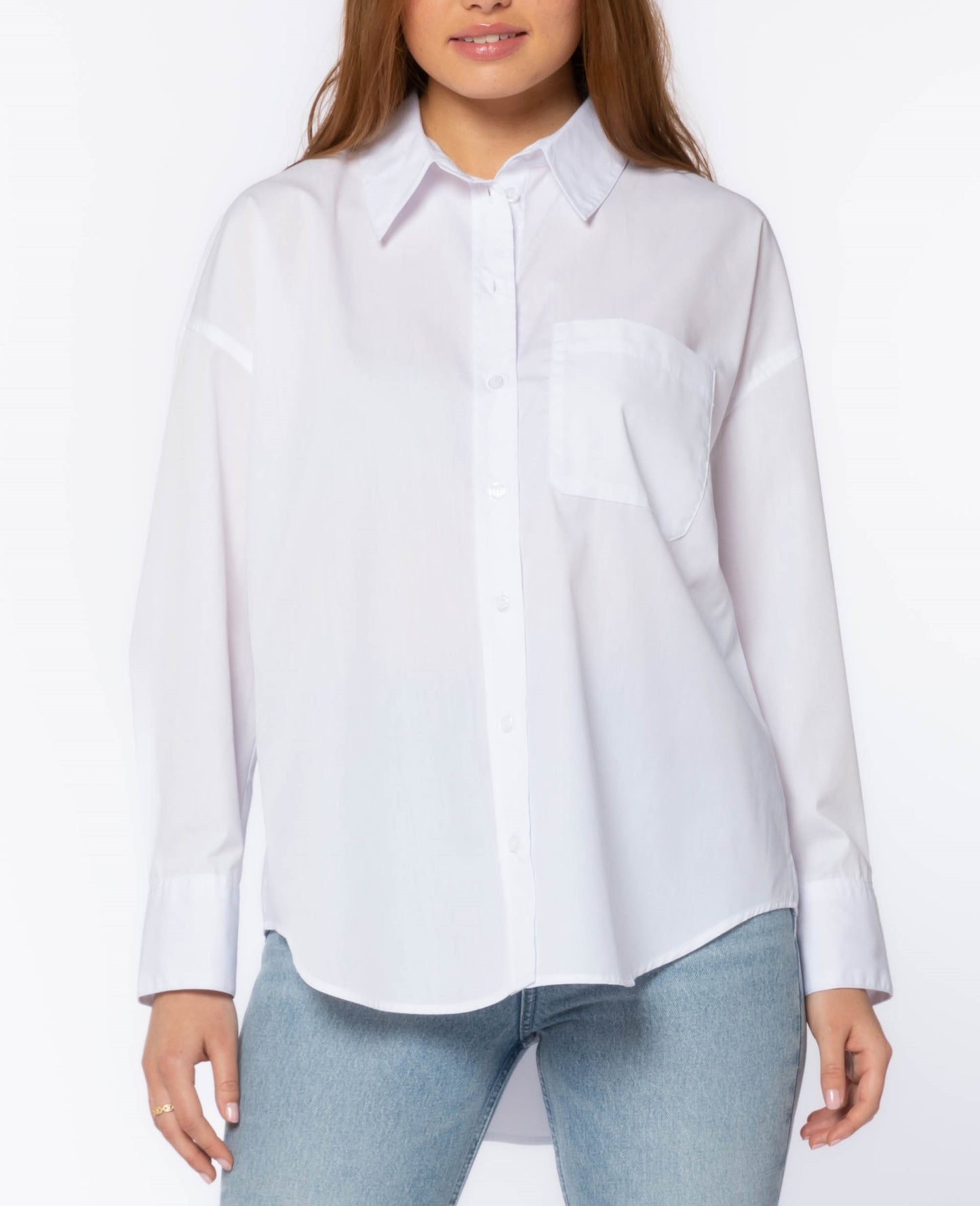 Michelle LS  Button Down Shirt | White