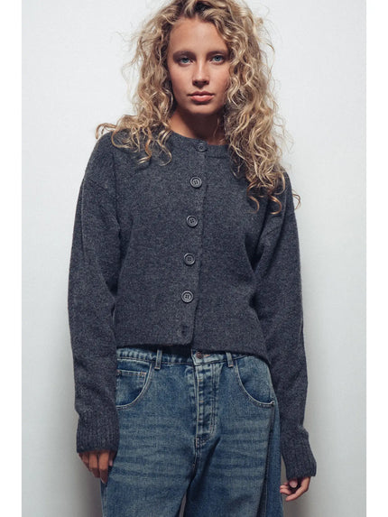 Cozy Button-Up Sweater Cardigan W Side Slits