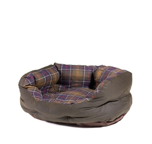 Barbour Quilted Dog Bed 24in Classic & Olive | One Size
