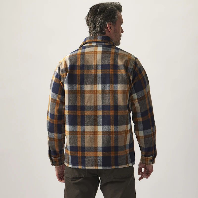 Filson Seattle Wool Jac- Shirt | Navy & Bronze Plaid back 2