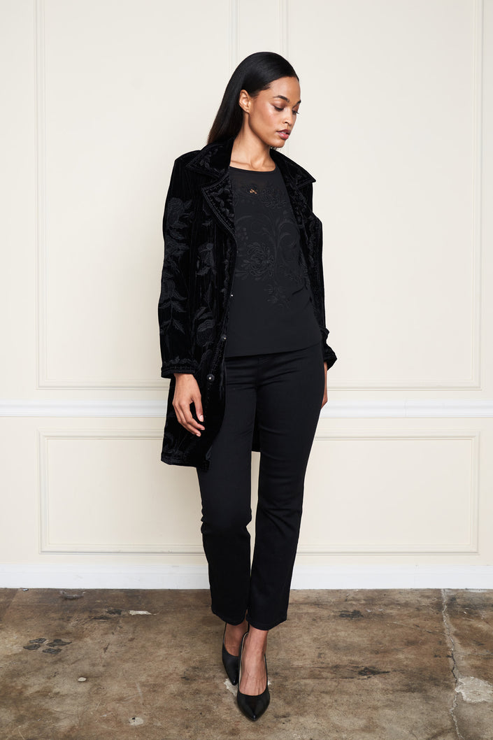 LADIES' LONG COAT W/ EMBROIDERY