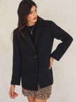 Oversized One Button Woven Blazer