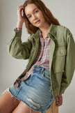 Lucky Brand Cropped Twill Utility Jacket - Olive profile