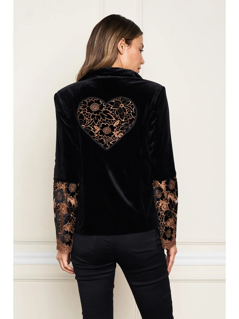 VELVET BLAZER with VELVET CUTWORK